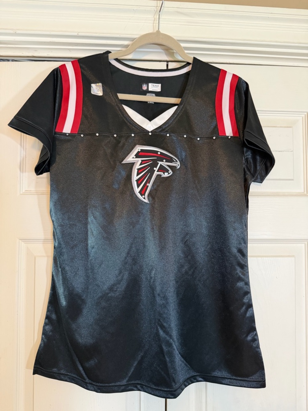 NWOT Atlanta Falcons Women’s Shirt Jersey Rhinestones XL Nike Team Apparel